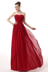 Sweetheart A-line Ruched Chiffon Long Prom Dresses