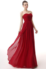 Sweetheart A-Line Ruched Chiffon Long Prom Vestidos