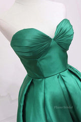 Sweetheart Neck Green High Low Prom Dresses, Green High Low Graduation Homecoming Dresses