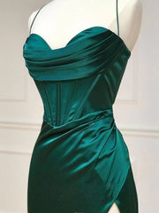 Sweetheart Neck Green Mermaid Long Prom Dresses, Green Long Formal Evening Dresses