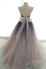Sweetheart Neck Open Back Ombre Long Prom Dress, Ombre Formal Evening Dress