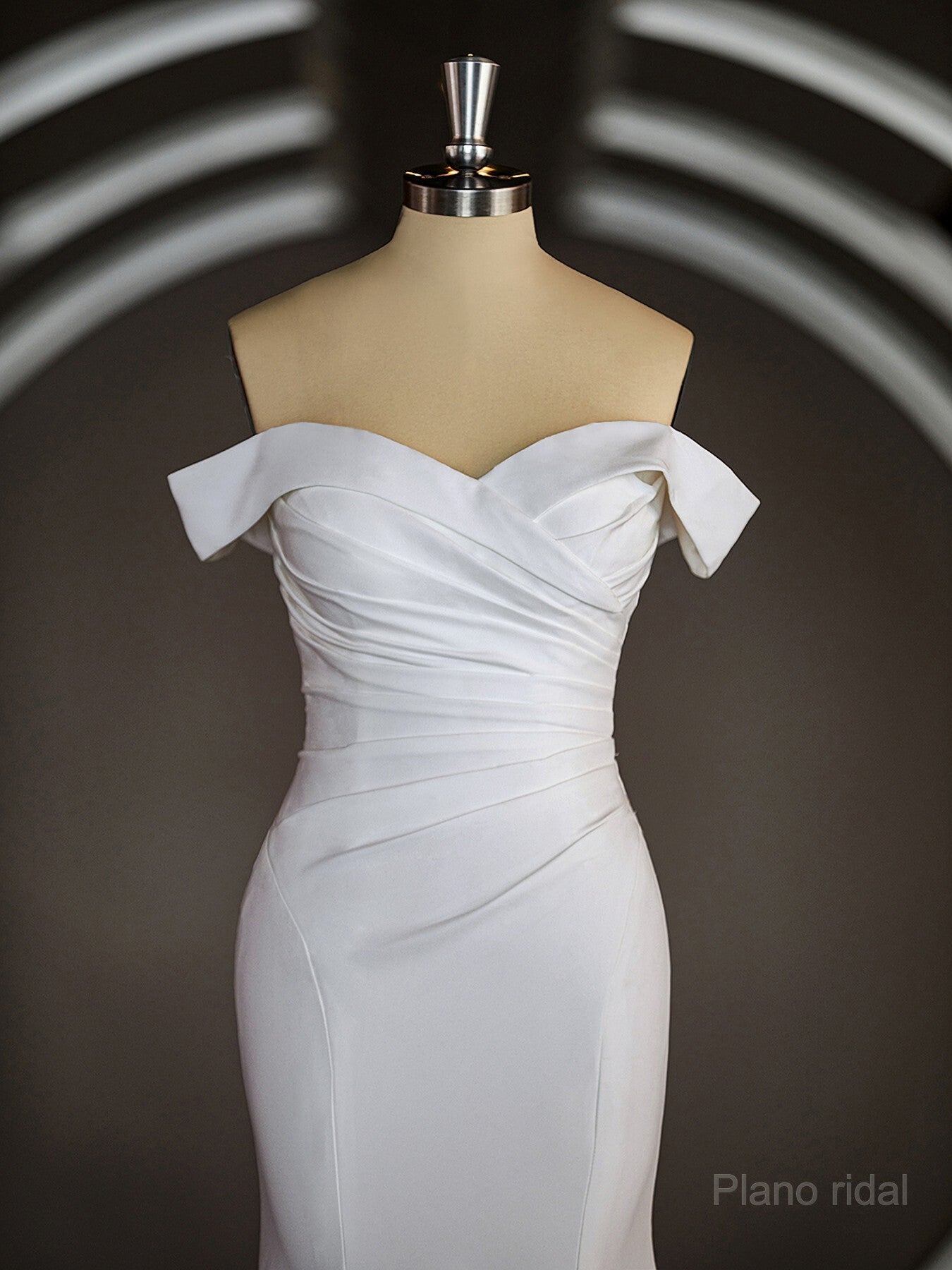 Trumpet/Mermaid Off-the-Shoulder Court Train Stretch Crepe Wedding Dresses with Pleated Secondary image