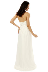 White Chiffon Sweetheart With Pleats Beading Bridesmaid Dresses
