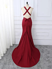 Wine Red Spnadex Sexy Cross Back Mermaid Long Party Dress, Wine Red Evening Gown